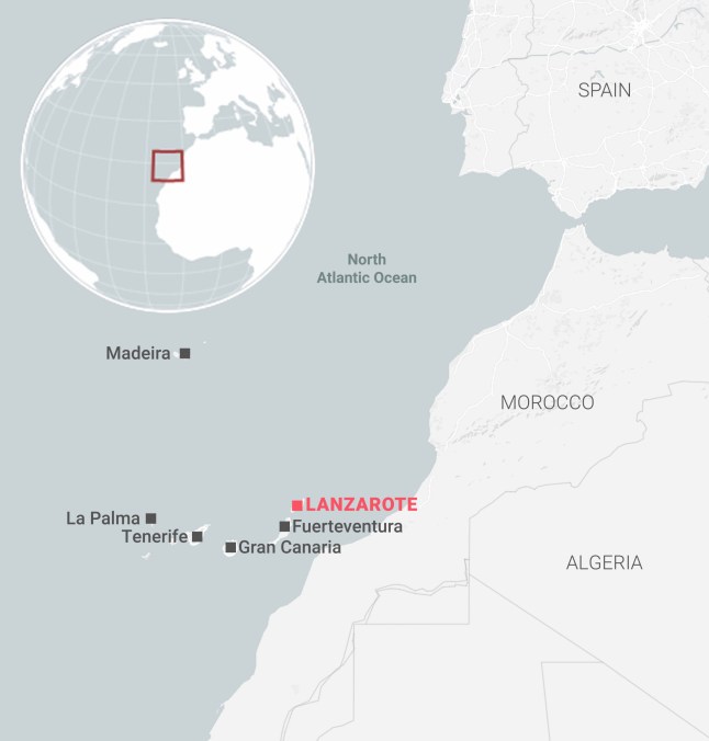 Lanzarote, canary islands locator map