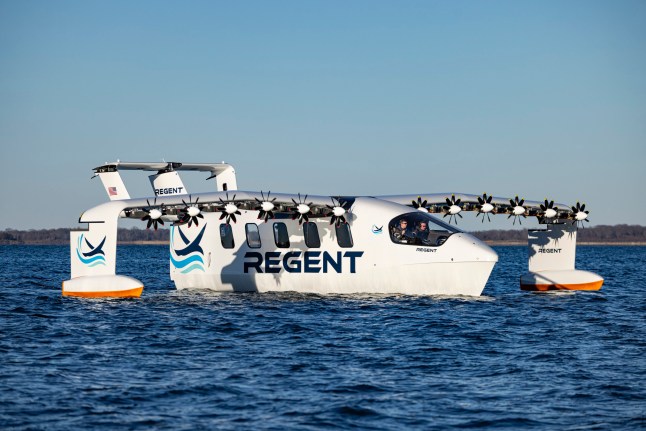 Handout Picture: Regent Seaglider vessels, high-speed hydrofoiling wing-in-ground effect (WIG) craft that operate over the water within a wingspan of the surface, combining the speed of an aircraft with the convenience of a boat.