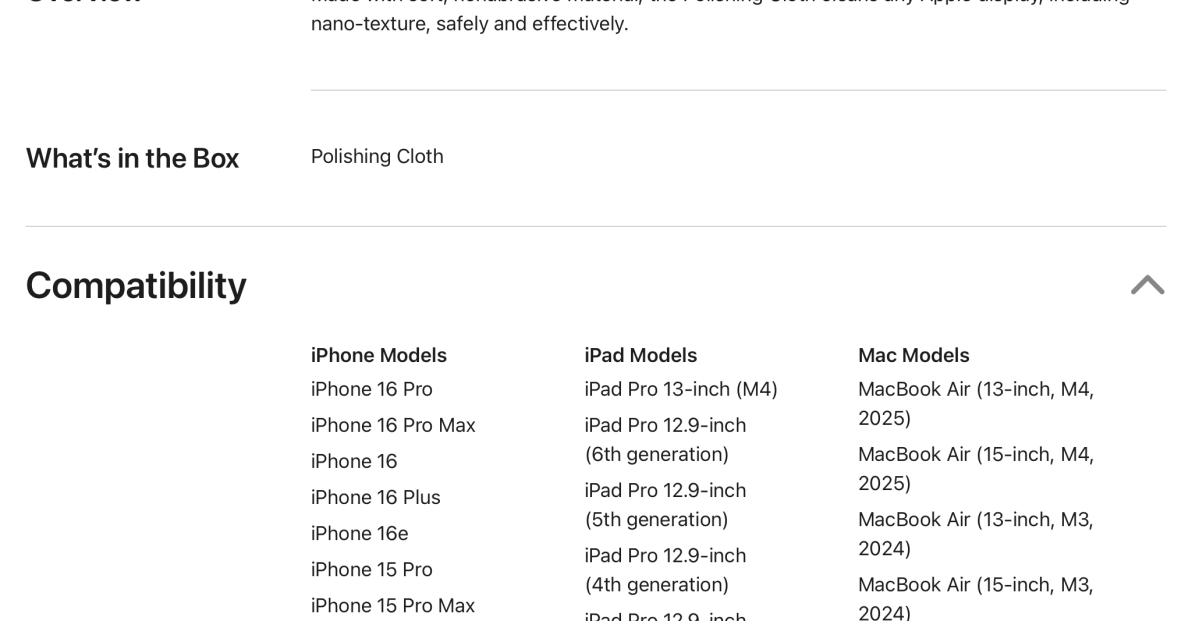 Is Apple’s polishing cloth compatible with the new iPhones announced today?