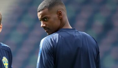 GLASGOW, SCOTLAND - JUNE 28: Victor Lindeloef and Alexander Isak of Sweden look on during the Sweden Training Session ahead of the UEFA Euro 2020 Round of 16 match between Sweden and Ukraine at Hampden Park on June 28, 2021 in Glasgow, Scotland. (Photo by Jan Kruger - UEFA)