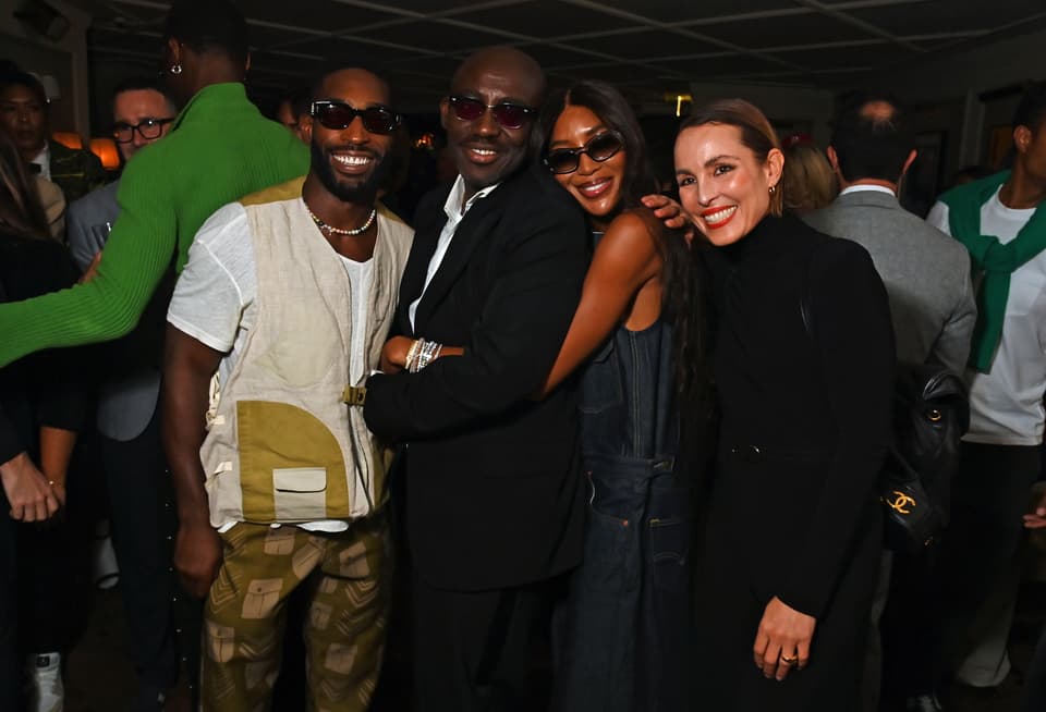 Tinie Tempah, Edward Enninful, Naomi Campbell and Noomi Rapace attend the EE72 London launch party hosted by Edward and Akua Enninful