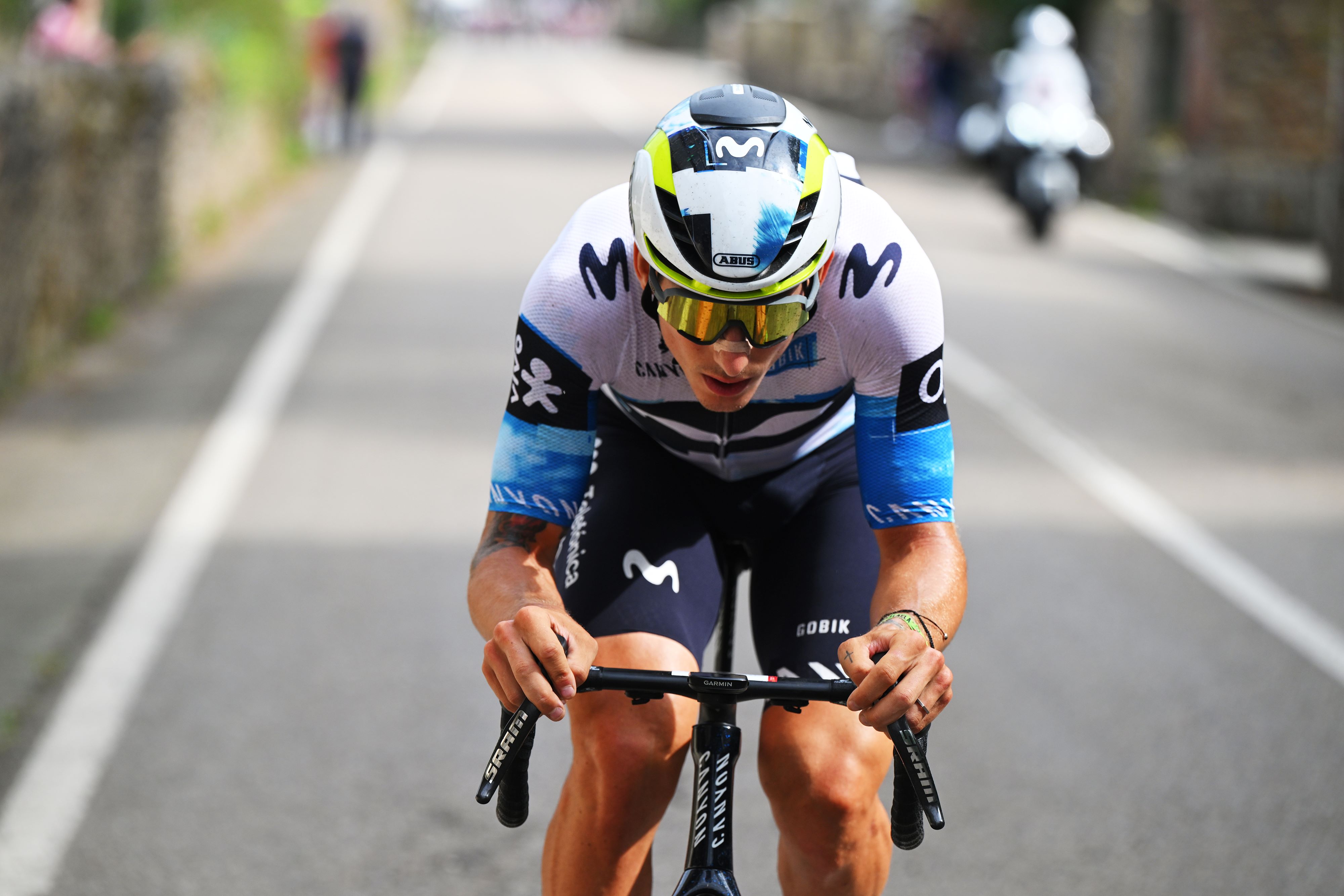 Ivan Garcia Cortina solo on stage 12 of La Vuelta 2025.