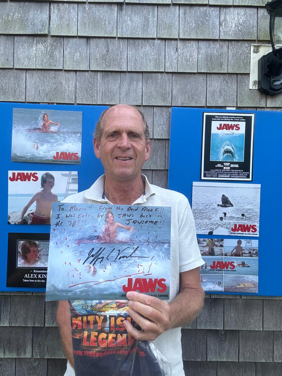Jeffrey Voorhees with signed editions of his fleeting part in the film