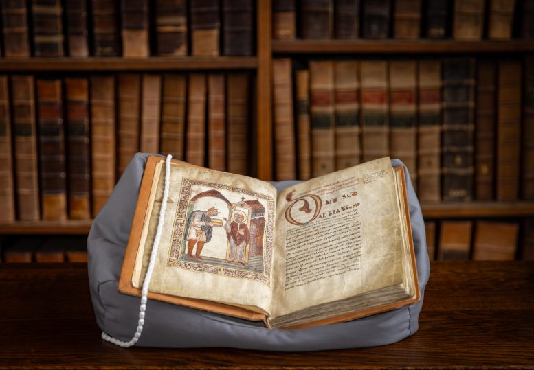 Wide Shot of Manuscript Open at Portrait of Æthelstan