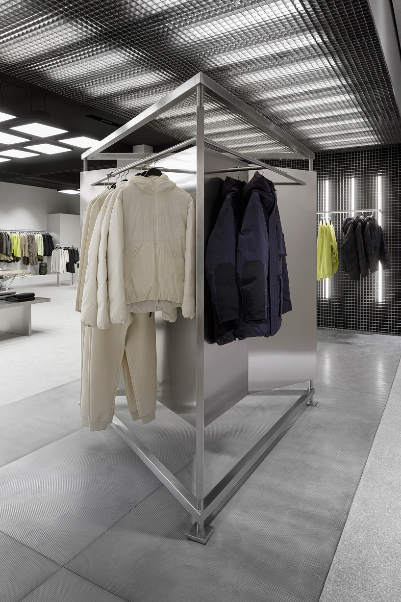backlit metallic grid illuminates zara's hybrid retail space in rotterdam