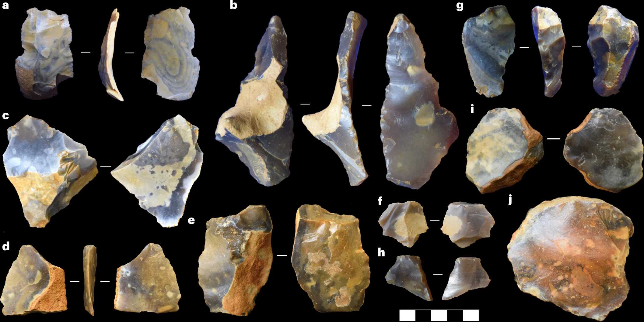A selection of flake artefacts from Old Park