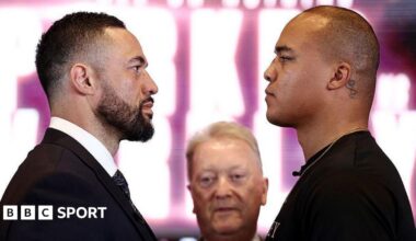 Joseph Parker faces off with Fabio Wardley at a news conference