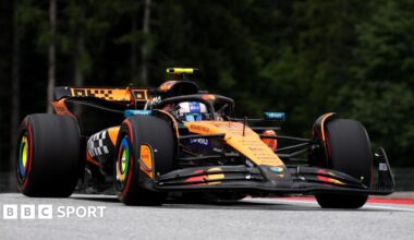Great Britain's Lando Norris driving the McLaren MCL39 Mercedes on track during practice ahead of the F1 Grand Prix of Netherlands at Circuit Zandvoort. Photo by Alastair Staley
