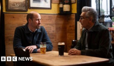 Prince William shares a pint with Schitt's Creek star Eugene Levy