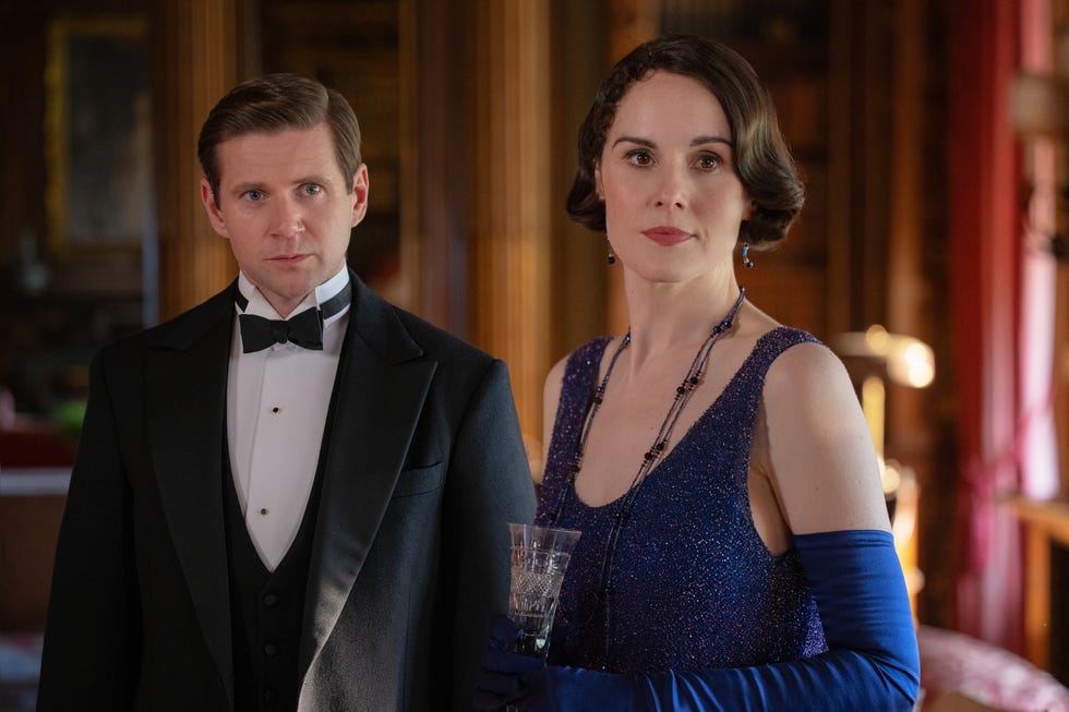 Allen Leech stars as Tom Branson and Michelle Dockery as Lady Mary, Downton Abbey: The Grand Finale allen leech stars as tom branson and michelle dockery as lady mary, downton abbey the grand finale