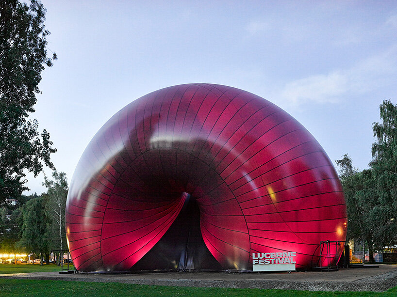 anish kapoor and arata isozaki's inflatable 'ark nova' concert hall returns in switzerland
