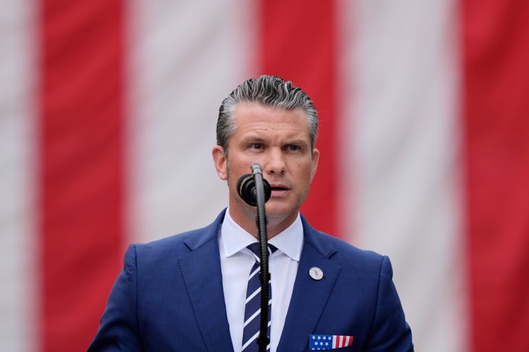 FILE - Defense Secretary Pete Hegseth speaks during a ceremony at the Pentagon to commemorate the 24rd anniversary of the 9/11 attacks, Sept. 11, 2025, in Washington. (AP Photo/Julia Demaree Nikhinson, File)