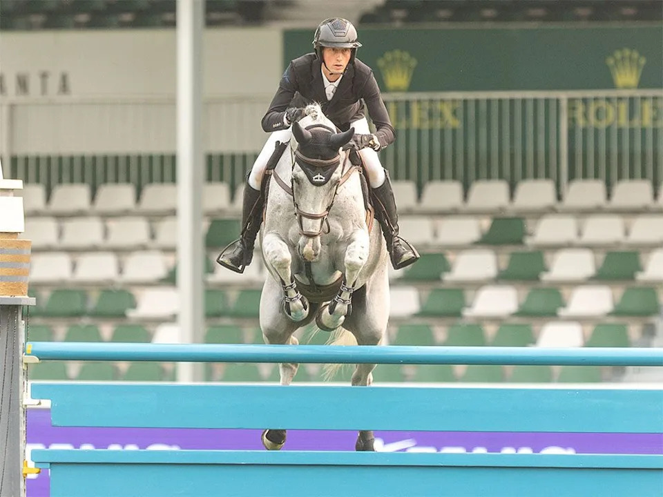  Switzerland’s Martin Fuchs rides Leone Jei in round one of the Telus Cup at the Spruce Meadows Masters near Calgary on Wednesday, Sept. 3, 2025. Fuchs is a past champion of the Masters.