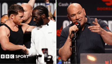 Saul 'Canelo' Alvarez and Terence Crawford shake hands