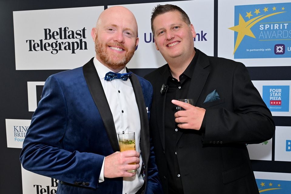 Cool FM chief Stuart Robinson with BBC presenter Barra Best