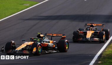 Lando Norris ahead of Oscar Piastri during the Italian Grand Prix