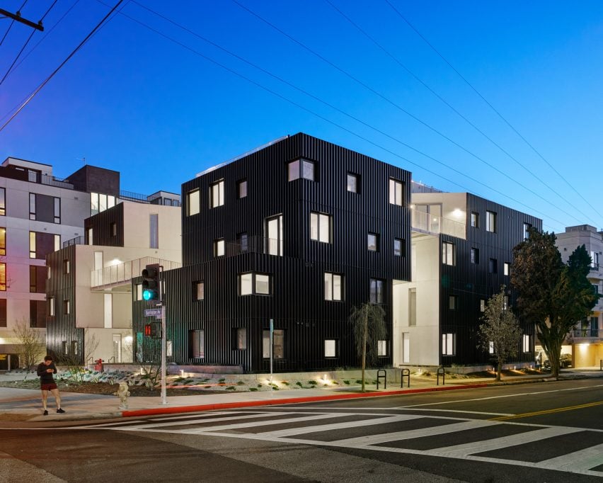 Charcoal-coloured aluminium panels