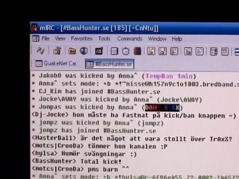 Basshunter - Boten Anna music video, showing an IRC chat