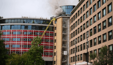 100 firefighters battle blaze at BBC's former headquarters in London