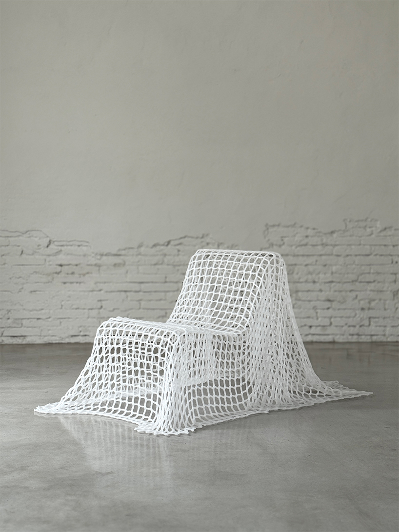 discarded polypropylene nets reshape into permeable functional sculptures by iranzo