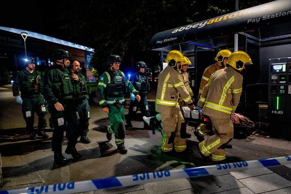 Emergency services took part in a training exercise which simulated a terror attack on the SSE Arena on Tuesday night. Pic: Kevin Scott