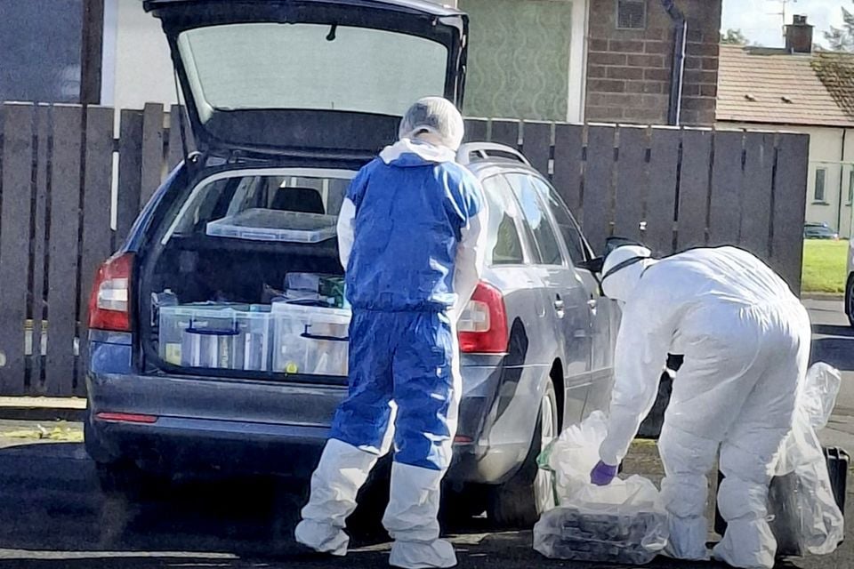 Police at scene after man's body found in Mountnorris. Pic by Alan Lewis