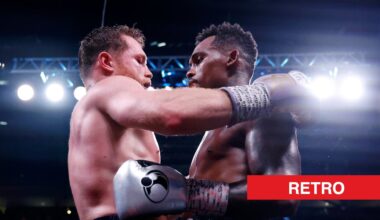 Canelo Alvarez and Jermell Charlo embrace following fight