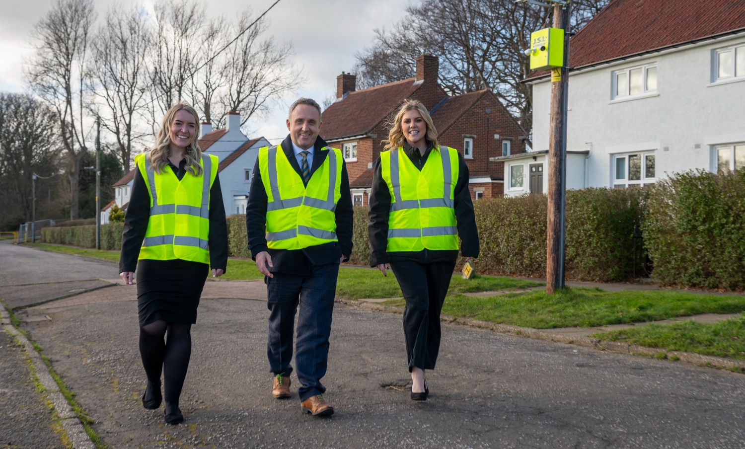 (L-R) Katy Ralph, COO at Ralph Sayer, MSP Alex Cole-Hamilton, Tzana Webster, Head of Estate Agency at Ralph Sayer at Hillside Road earlier this year. 