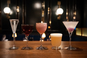 Cocktail lineup showcasing London-inspired drinks