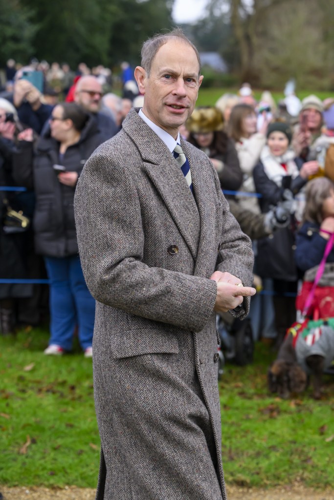 Prince Edward wears a tweed long coat