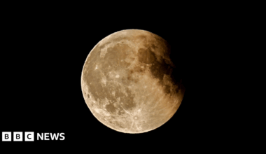 The total eclipse 'Blood Moon' over Liverpool last night which looks more orange than red