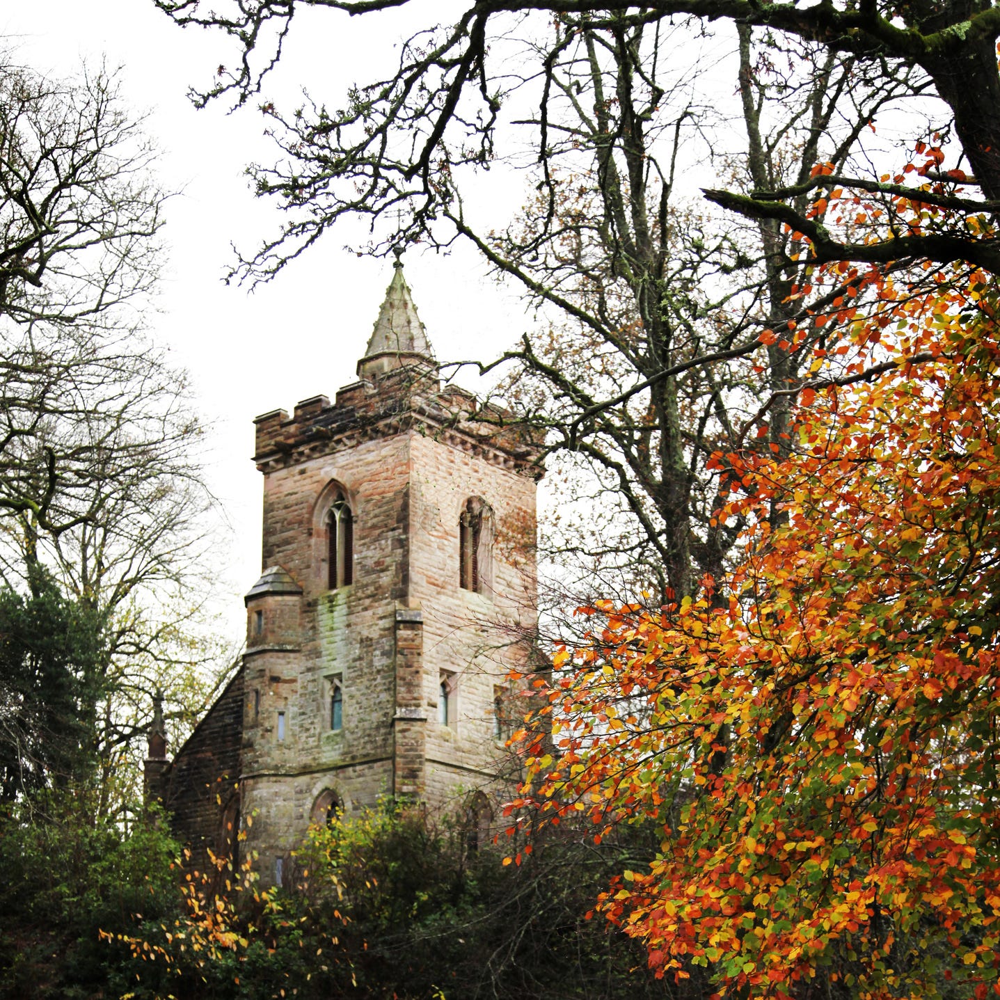 church in autumn in dumfries, scotland