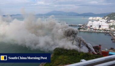 Firefighters battling fire raging for 7 hours at Hong Kong recycling site