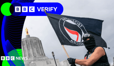BBC Verify Live: Investigating whether Donald Trump has the power to ban US antifa movement