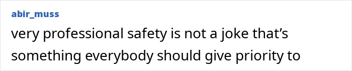 Screenshot of a social media comment discussing the importance of professional safety from an entitled passenger incident on a flight.