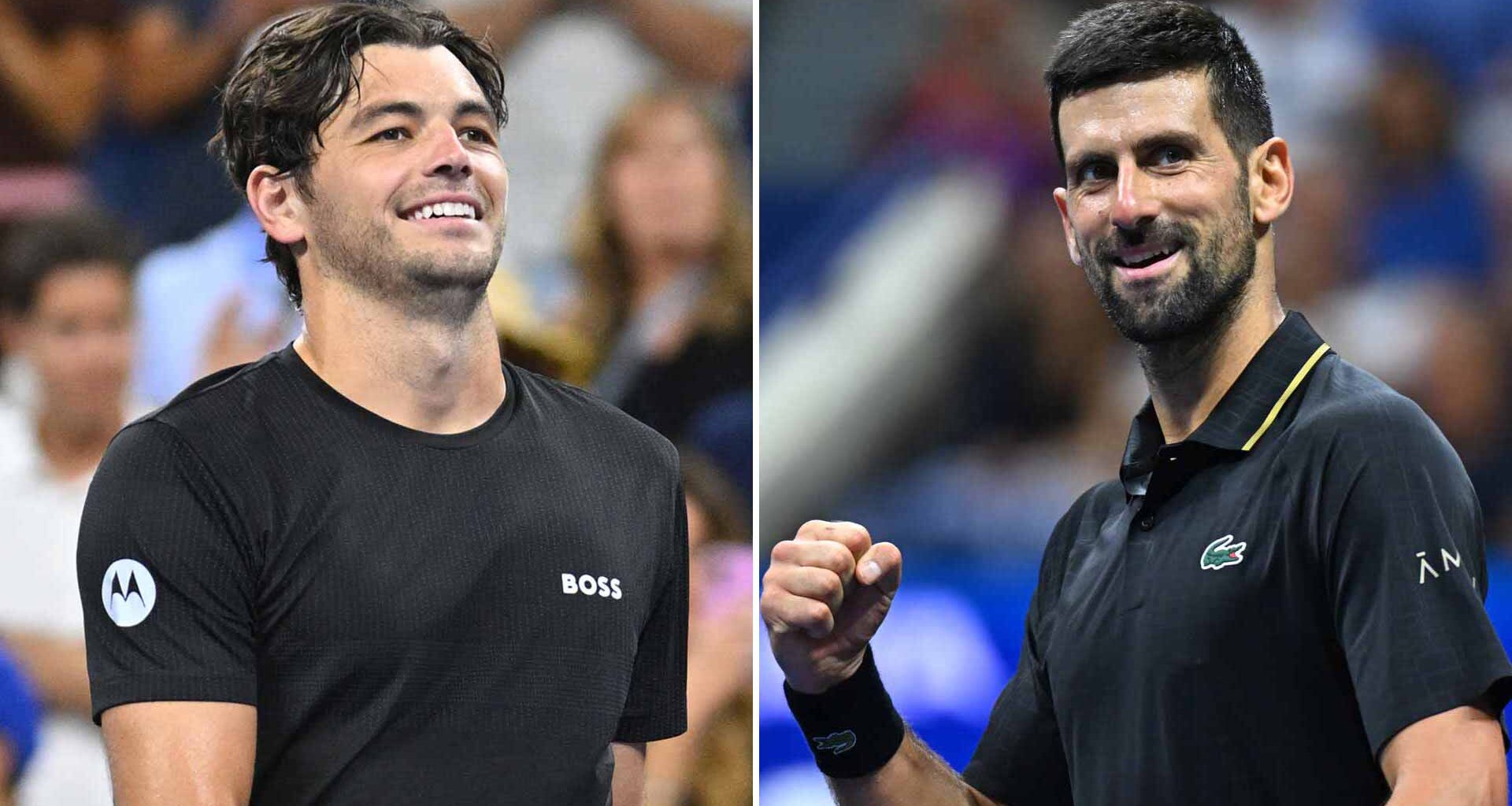 Taylor Fritz and Novak Djokovic will face off Tuesday evening in New York.