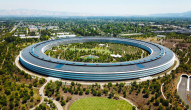 Cupertino, CA, USA - June 25, 2018: Aerial photo of Apple Headquarters, Apple Park