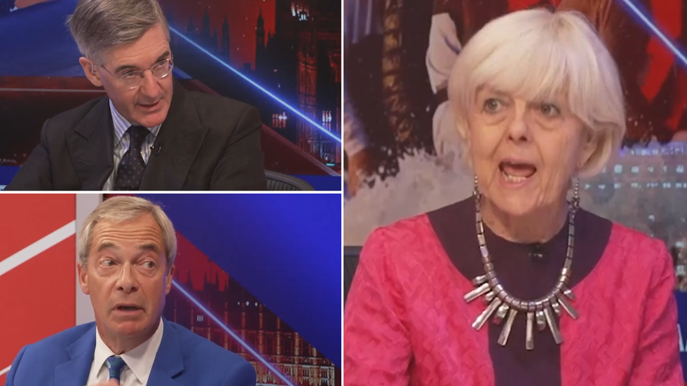 Jacob Rees-Mogg, Nigel Farage and Dianne Hayter