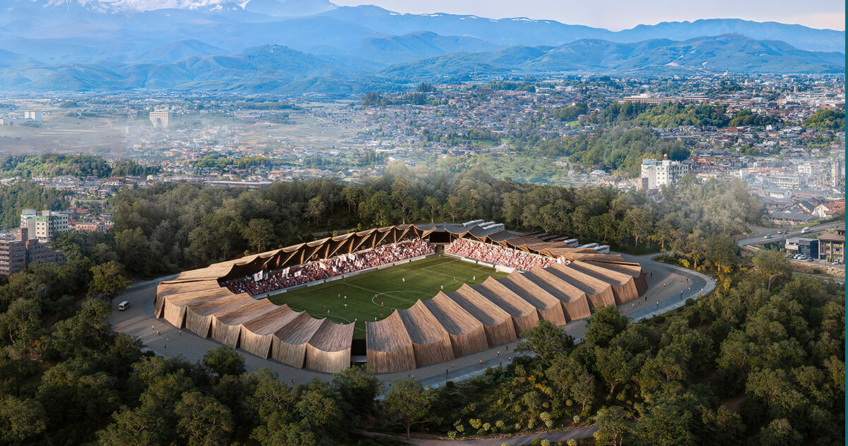 japan's first circular timber soccer stadium to be built in fukushima