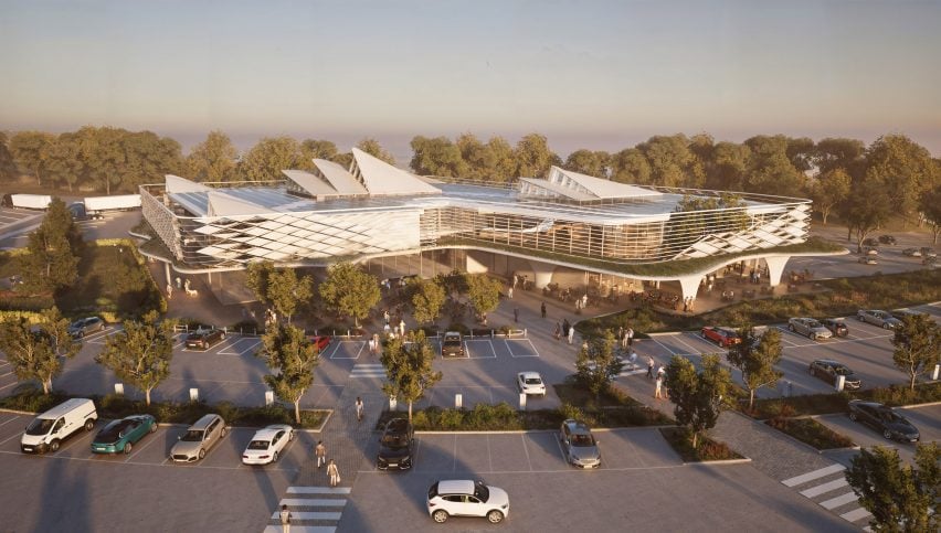 Bird's eye view of LeShuttle terminal