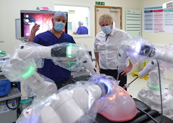 UK Prime Minister Boris Johnson Visits Milton Keynes University Hospital