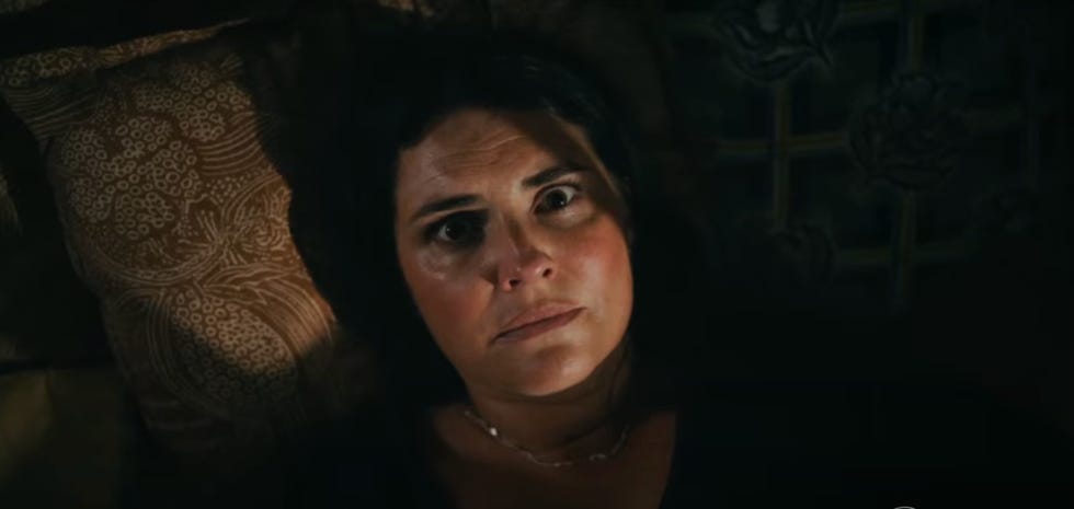 Morgana O'Reilly as Joni in Playing Gracie Darling morgana o'reilly as joni staring up at ceiling in playing gracie darling