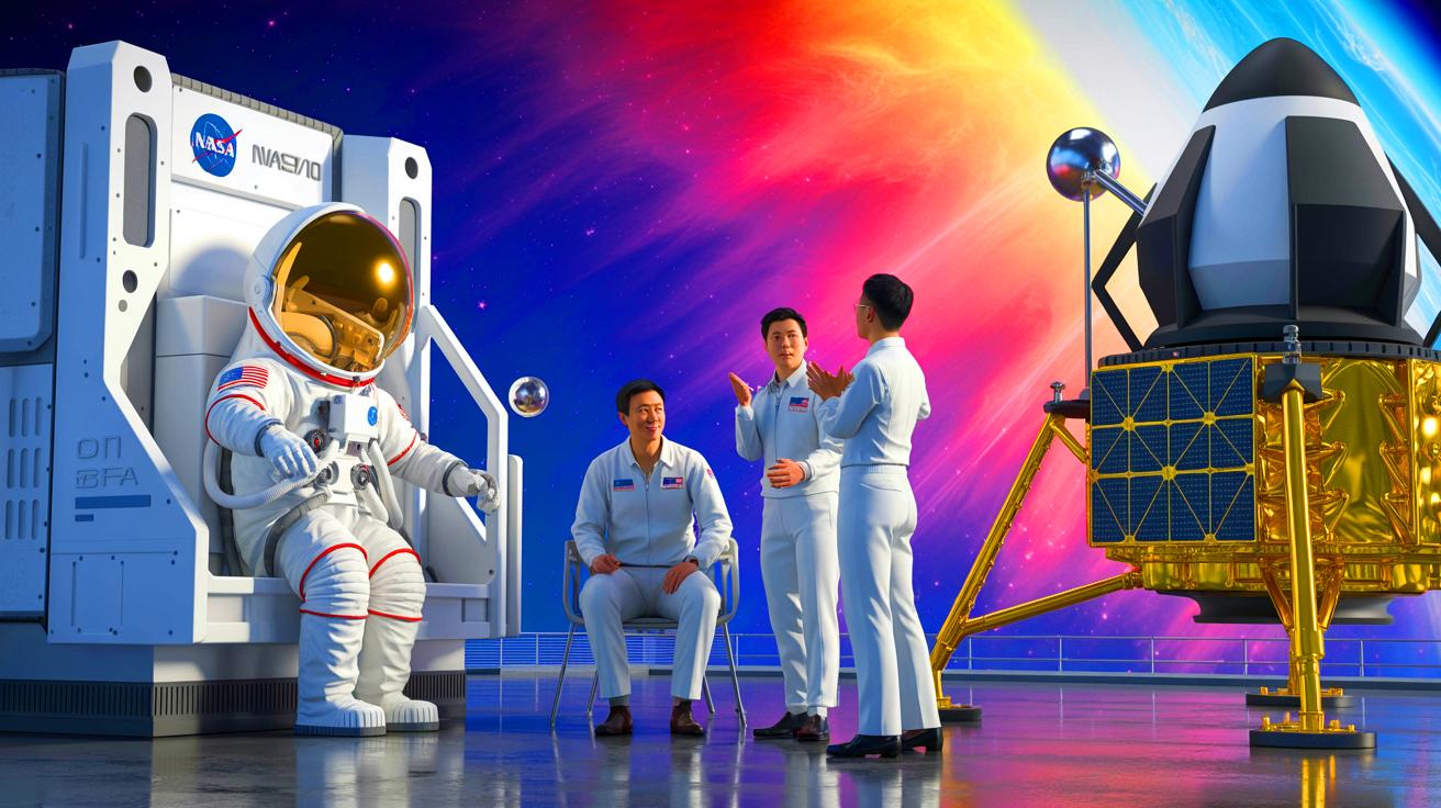 Illustration of NASA's initiative to exclude Chinese researchers amid escalating space race tensions.