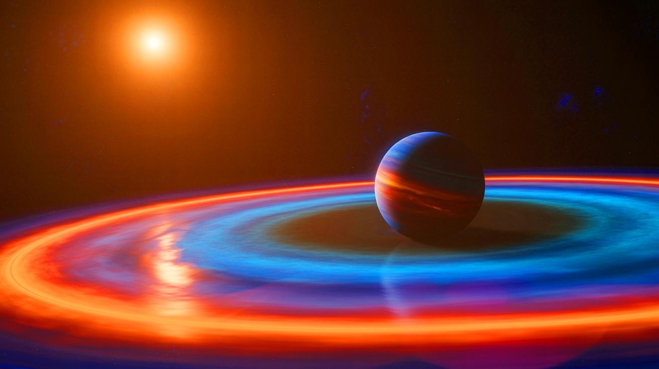 Illustration of a gas giant planet around Alpha Centauri A as detected by NASA's James Webb Space Telescope.
