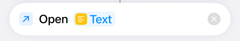 Open iOS shortcut action.