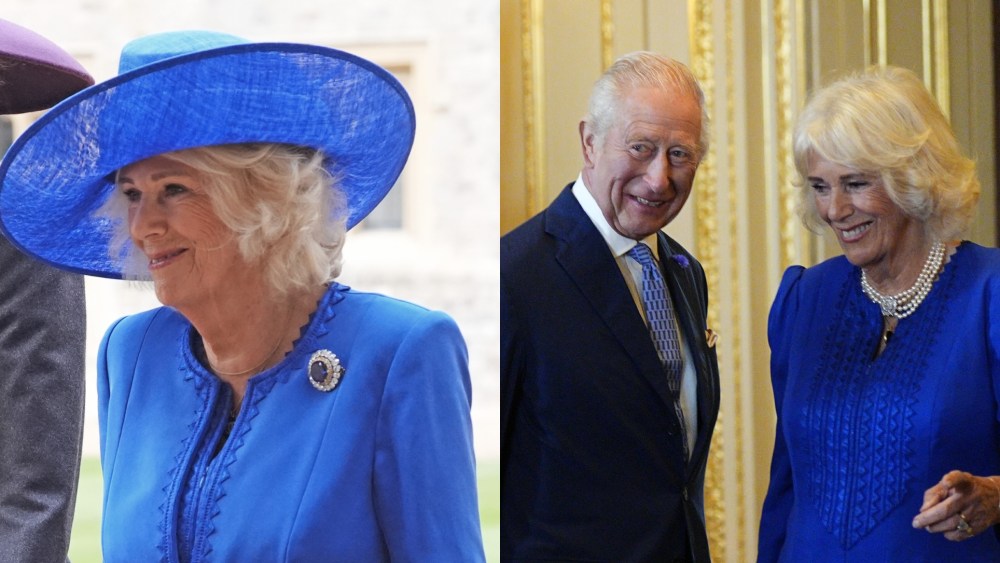 Queen Camilla wears the Russian sapphire cluster brooch for President Trump's visit to the U.K.