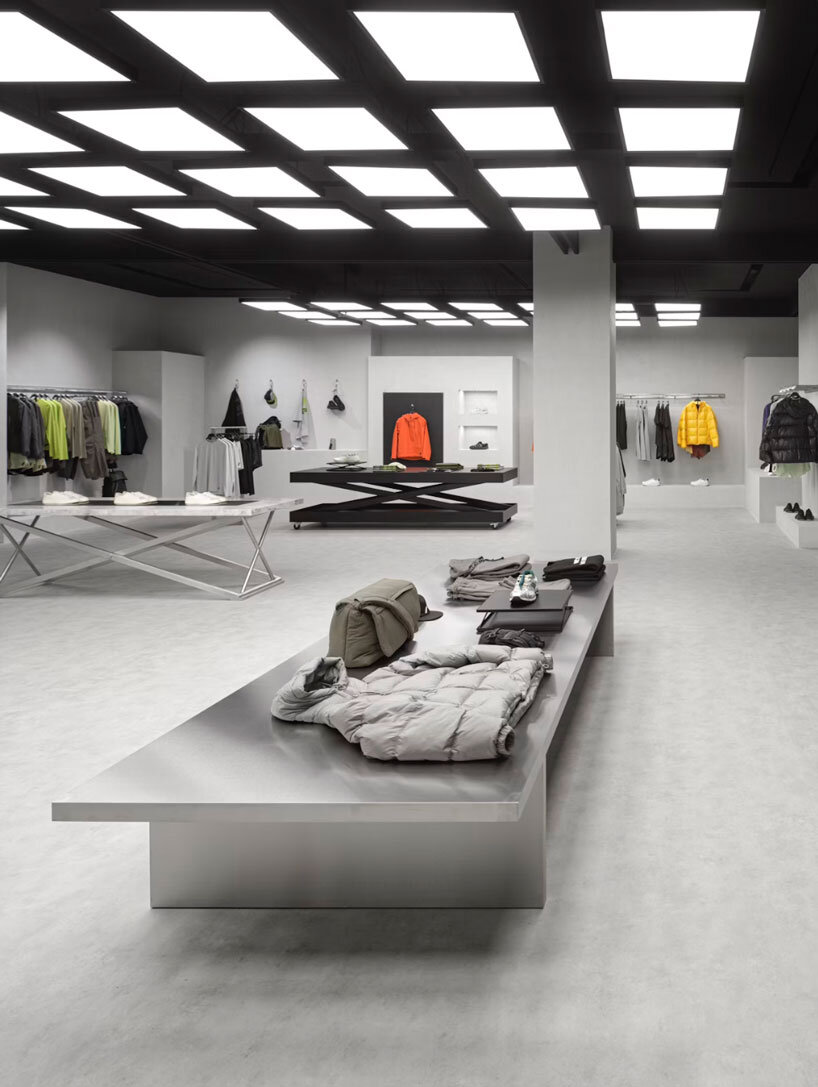 backlit metallic grid illuminates zara's hybrid retail space in rotterdam