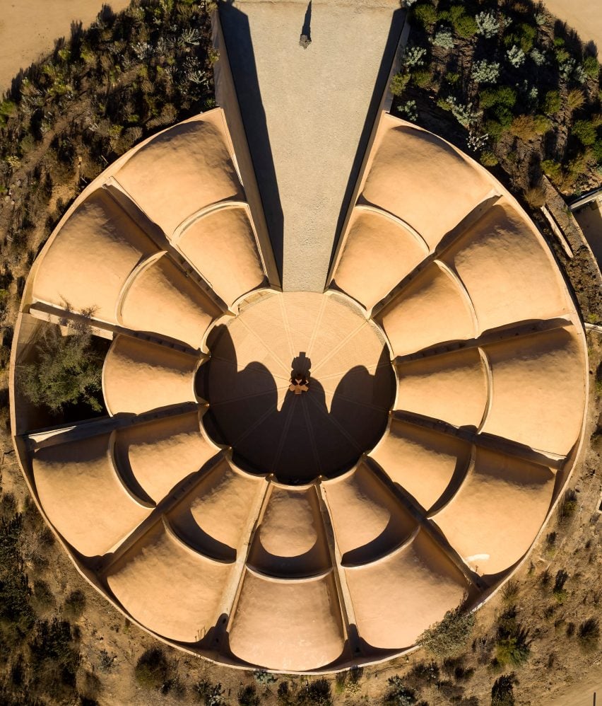 Circular winery in Mexico from above