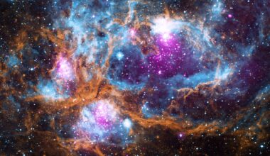 An image of a colorful cloudy star-forming region