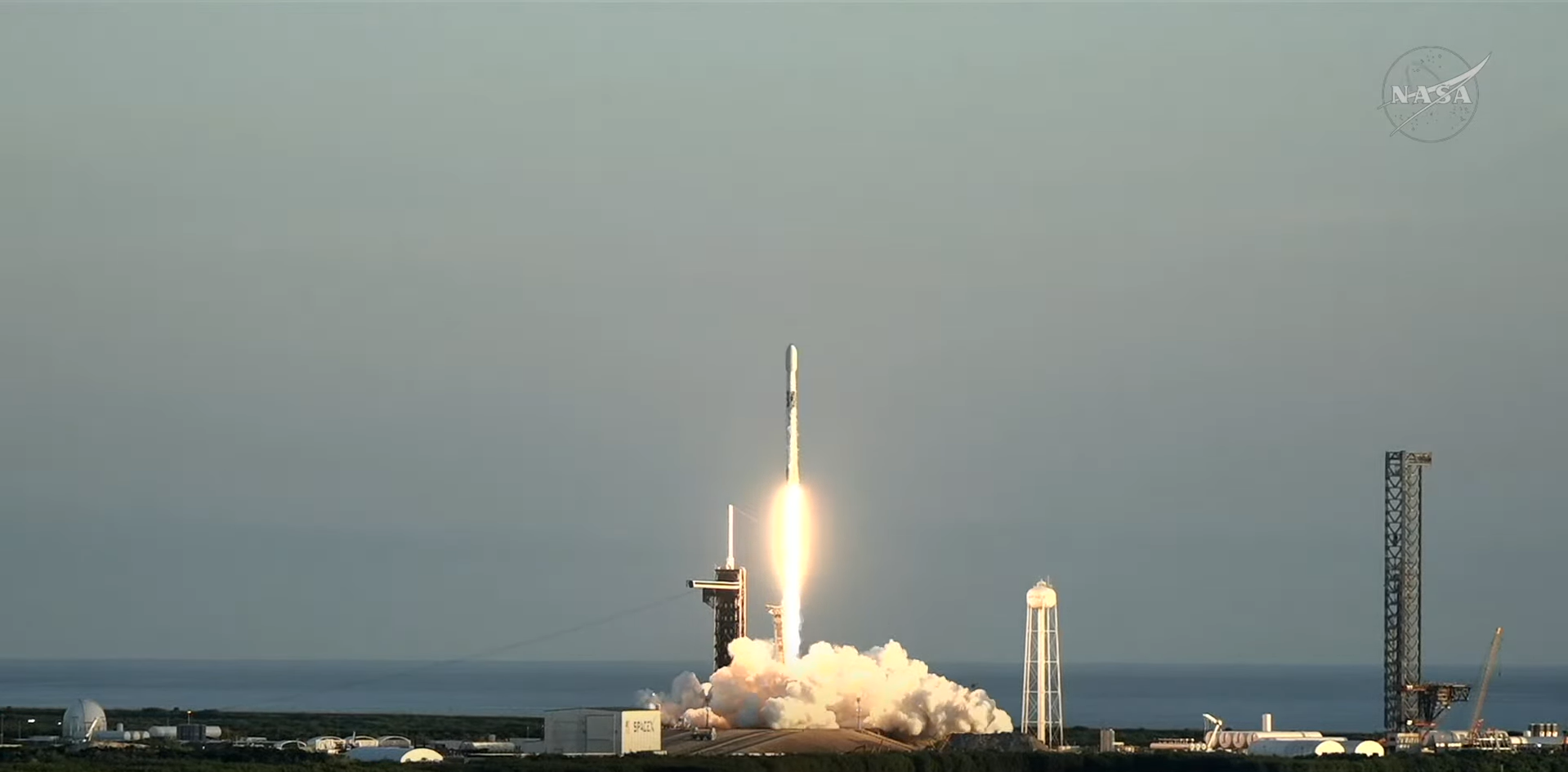 A SpaceX Falcon 9 rocket carrying NASA’s IMAP (Interstellar Mapping and Acceleration Probe), Carruthers Geocorona Observatory, and the National Oceanic and Atmospheric Administration’s (NOAA) Space Weather Follow On-Lagrange 1 (SWFO-L1) missions launches from the agency’s Kennedy Space Center in Florida, Wednesday, Sept. 24, 2025.